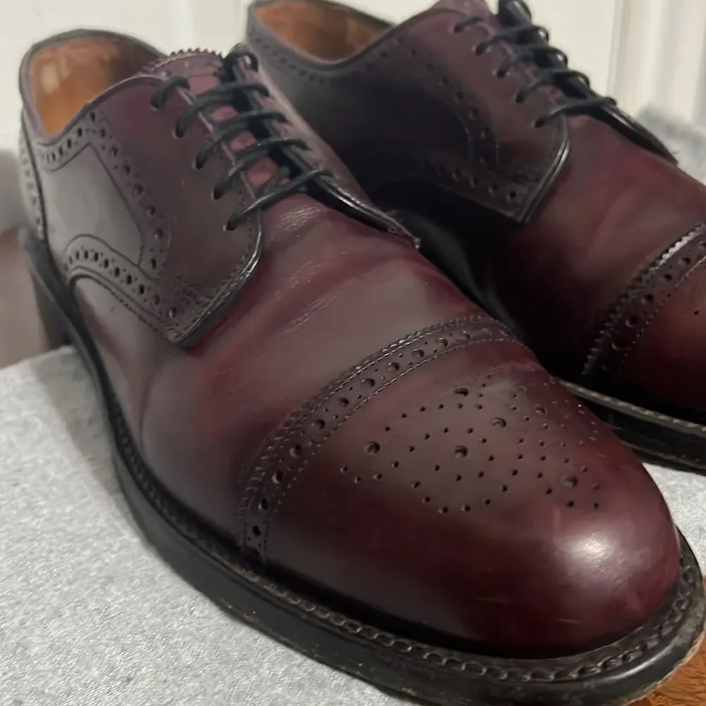 🔥🔥 ALLEN EDMONDS Lexington Burgundy Ox Blood Cap-Toe Oxford Shoes Sz 9.5C -EUC